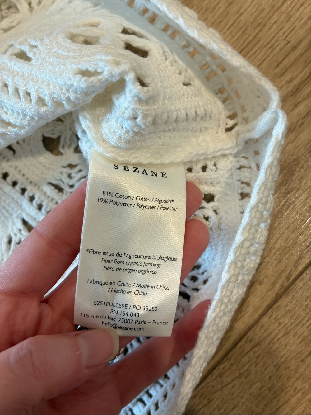 NWT Sezane Women’s Pull Lysiane Jumper Ecru Crochet Top Size XS - Picture 5 of 7